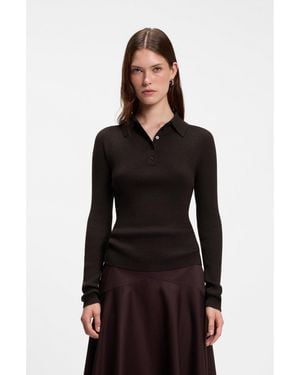 BOSS Fitted Polo Jumper - Black