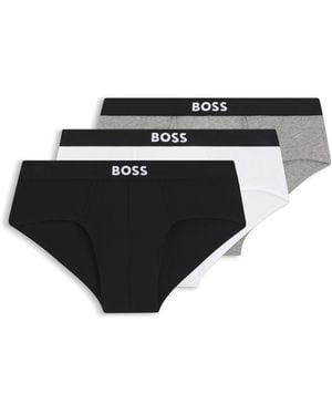 BOSS Paquete De Tres Bragas De Talle Bajo En Algodón Elástico - Negro