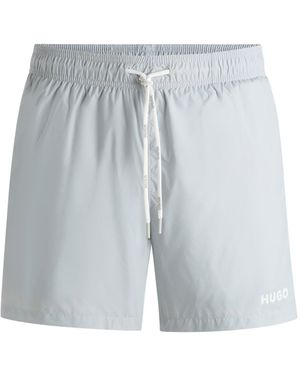 HUGO Short De Bain Entièrement Doublé Avec Logo Contrastant - Bleu