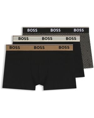 BOSS Three-Pack Of Logo-Detail Trunks - Black