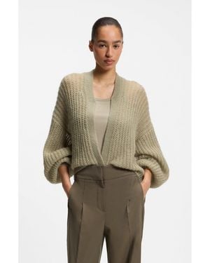 BOSS Relaxed-Fit Cardigan With Open-Knit Structure - Green