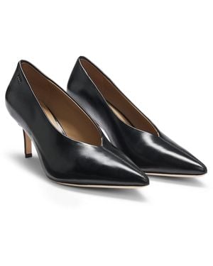 BOSS Pumps Aus Leder Mit Spitzer Kappe Und Absatz - Schwarz