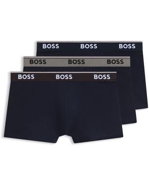 BOSS Paquete De Tres Calzoncillos De Algodón Con Logo En La Cinturilla - Azul