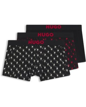HUGO Paquete De 3 Calzoncillos De Algodón Elástico Con Logo En La Cintura - Negro