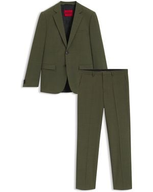 HUGO Extra Slim-Fit Anzug Aus Strukturiertem Stretch-Gewebe - Grün