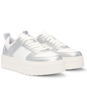 HUGO Sneakers Mit Plateausohle Und Metallic-Bahnen - Weiß
