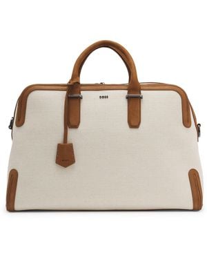BOSS Canvas Holdall With Leather Trims - Metallic