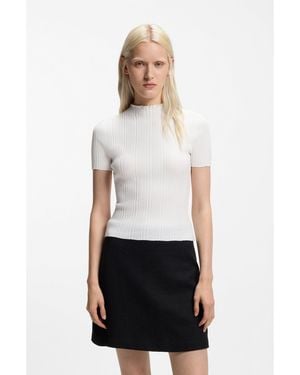 HUGO Irregular-Rib Jumper With Mock Neck - White