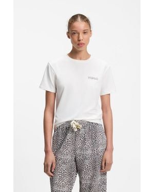 HUGO Stretch-Jersey Pyjama T-Shirt With Logo Print - White