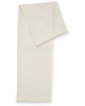 BOSS Monogram-Jacquard Scarf - White