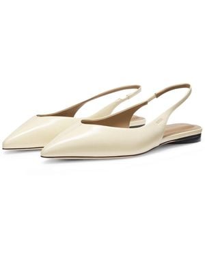 BOSS Leather Court Shoes With Slingback Strap - White