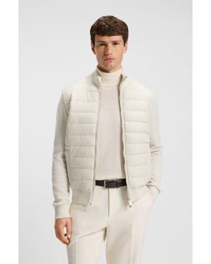 BOSS Mixed-Material Jacket With Padded Front - Natural