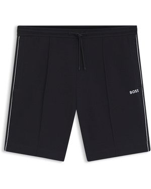 BOSS Cotton-Blend Shorts With Piped Trims - Black