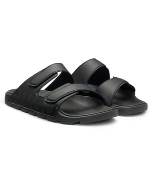 HUGO Logo Sandals With Double Touch-Closure Straps - Black