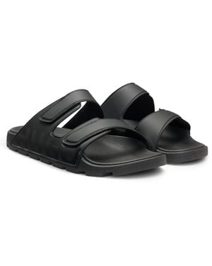 HUGO Logo Sandals With Double Touch-Closure Straps - Black