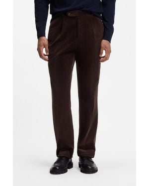 BOSS Tapered-Fit Corduroy Trousers - Black