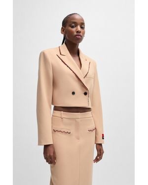 HUGO X Les Benjamins Regular-Fit Cropped Jacket With Beaded Trim - Natural