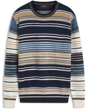 BOSS Gestreifter Pullover - Blau
