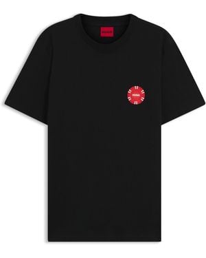 HUGO Camiseta De Punto De Algodón Con Estampado De Fichas De Póquer - Negro