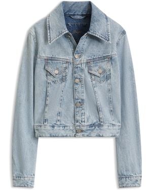 BOSS Slim Trucker Jacket With Marble-Wash Denim - Blue