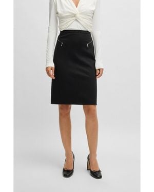 BOSS Pencil Skirt With Zipped Pockets - Black