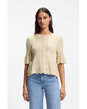 BOSS Regular-Fit Jumper With Open-Knit Structure - White