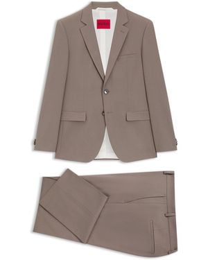 HUGO Extra Slim-Fit Popeline-Anzug Aus Woll-Mix - Braun