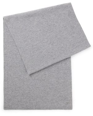 BOSS Bufanda De Cashmere Con Adorno De Logotipo Metálico - Gris