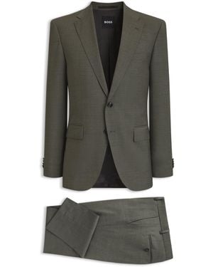 BOSS Traje Regular Fit De Dos Piezas En Lana Elástica Jaspeada - Gris