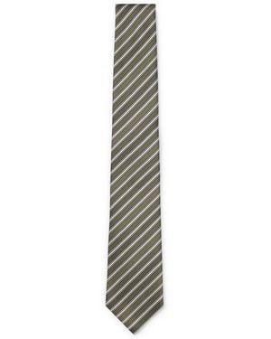 BOSS Diagonal-Stripe Tie - Green