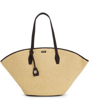 BOSS Bolso Tote De Rafia Con Apliques De Piel - Metálico