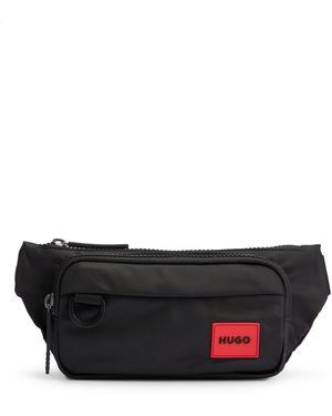 HUGO Matte-Twill Belt Bag With Double Flap Pockets in Black