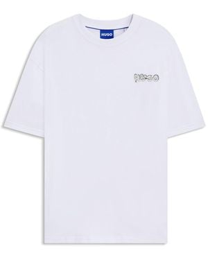 HUGO All-Gender Cotton-Jersey T-Shirt With Logo Prints - White
