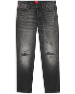 HUGO Tapered-Fit Jeans Aus Stretch-Baumwolle Mit Logo-Label - Grau