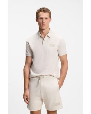 BOSS Paddy Polo Shirt With Structured Logo Patch - Natural