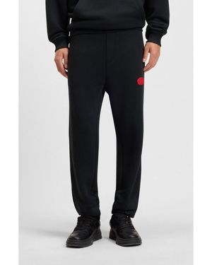 HUGO Cotton-Blend Tracksuit Bottoms With Waxed-Stamp Logo - Black