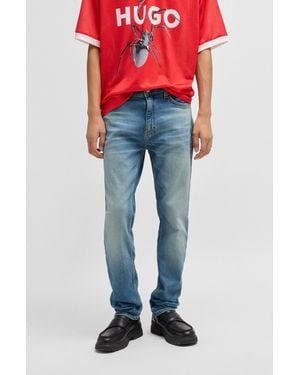 HUGO Slim-fit Jeans In Mid-blue Stretch Denim