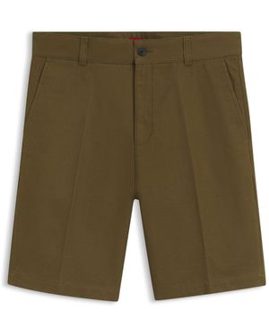 HUGO Regular-Fit Shorts Aus Merzerisierter Stretch-Baumwolle - Grün