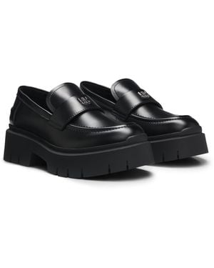 HUGO Loafers Aus Kunstleder Mit Stack-Logo - Schwarz