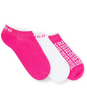 HUGO Dreier-Pack Sneakers-Socken Mit Kontrast-Logos - Pink