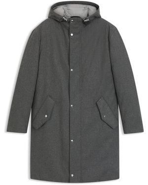 BOSS Gewatteerde Mantel Van Hoogwaardig Flanel Met Capuchon - Grijs