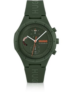 HUGO Groen Horloge Met Siliconen Logobandje