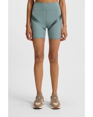 BOSS Active High-Waisted Cycling Shorts With Mesh Inserts - Blue