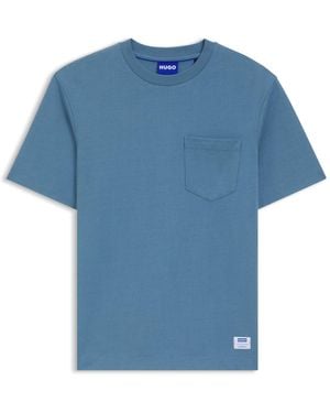 HUGO Cotton-Jersey T-Shirt With Patch Pocket And Logo Label - Blue