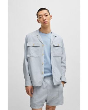 HUGO Oversized-Fit Overshirt - Blue