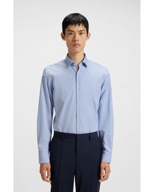 HUGO Plain Slim-fit Cotton Shirt: 'c-jenno' - Blue