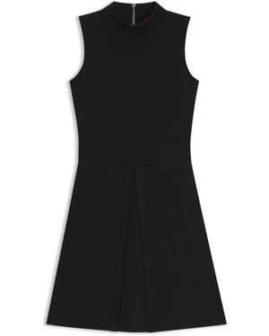 HUGO Ärmelloses Jersey-Kleid Mit Plissee-Rock - Schwarz