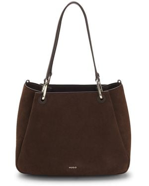 HUGO Kleine Tote Bag Mit Goldfarbenen Metalldetails - Braun