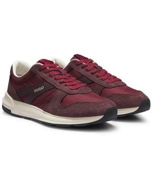 HUGO Suede-Trim Trainers With Logo Details - Red