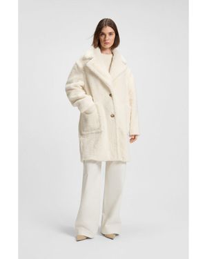 BOSS Teddy Coat With Adjustable Collar - White